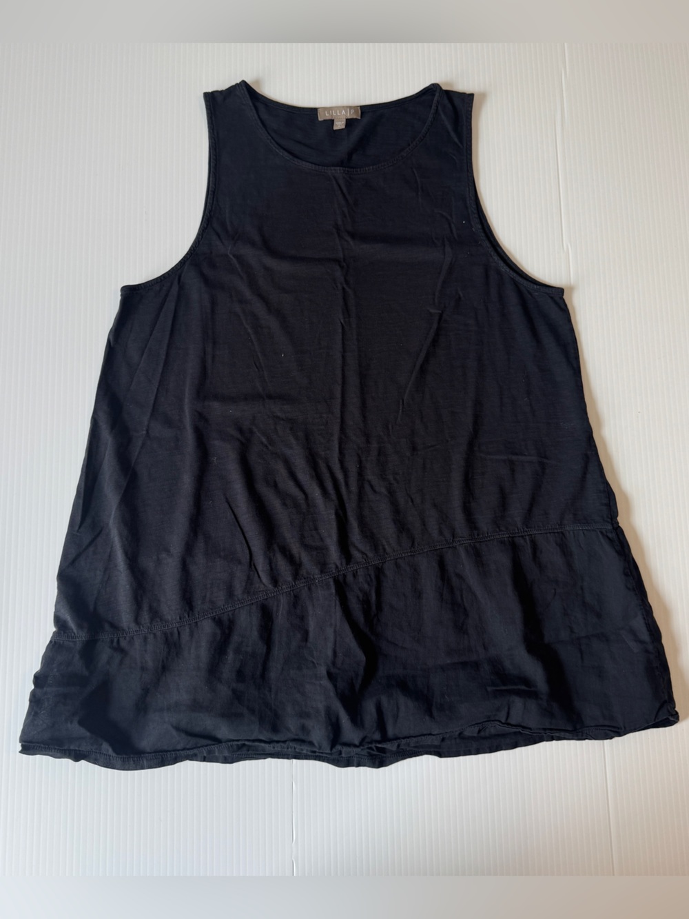Lilla P Black Pima Cotton Sleeveless Swing Tunic Tank Top Flowy Casual Size S